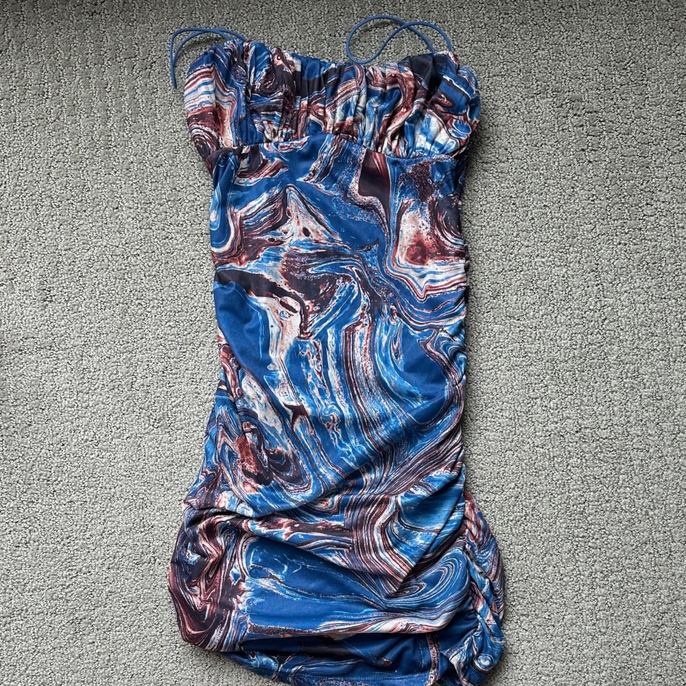 Princess Polly Blue and Red Patterned Dress